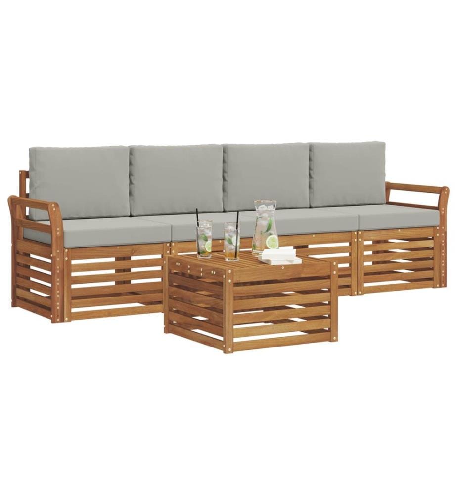 vidaXL Ensemble de canapés d'extérieur 5 pcs Gris Naturel et Clair