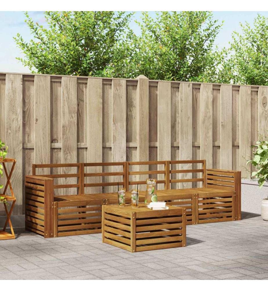 vidaXL Ensembles de canapés 5 pcs Naturel Bois d'Acacia Massif