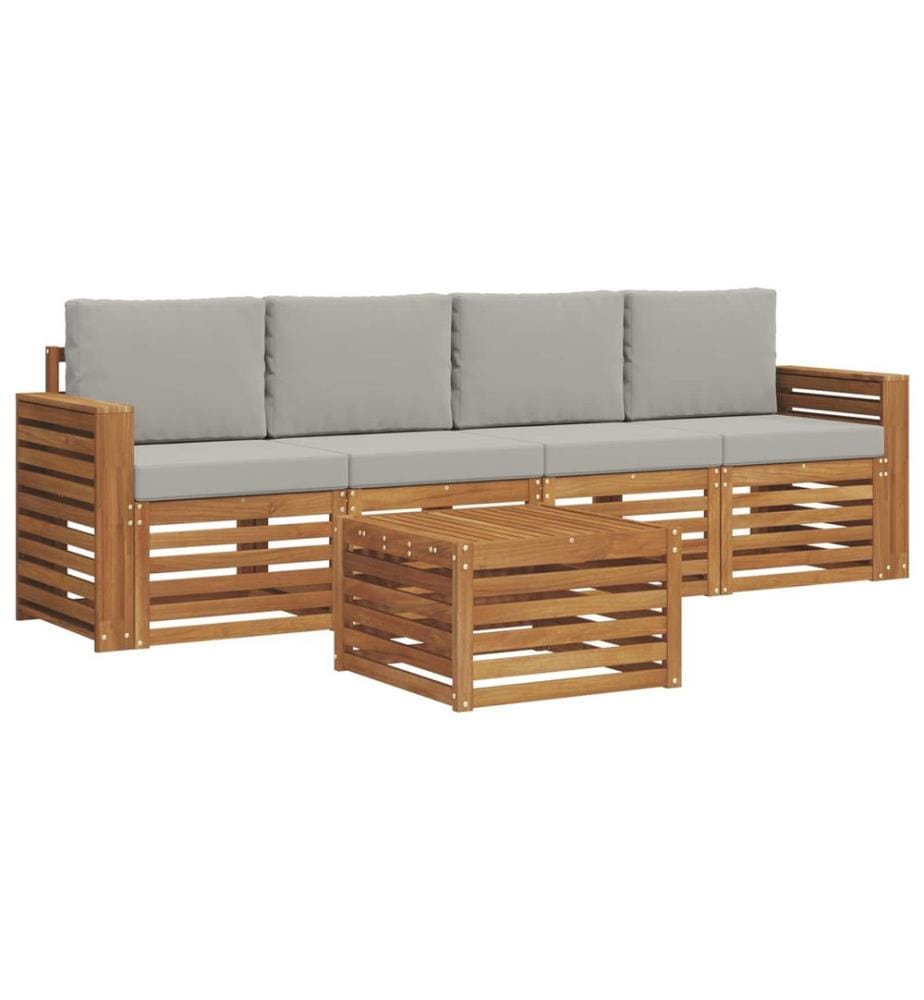 vidaXL Ensemble de canapés d'extérieur 5 pcs Gris Naturel et Clair