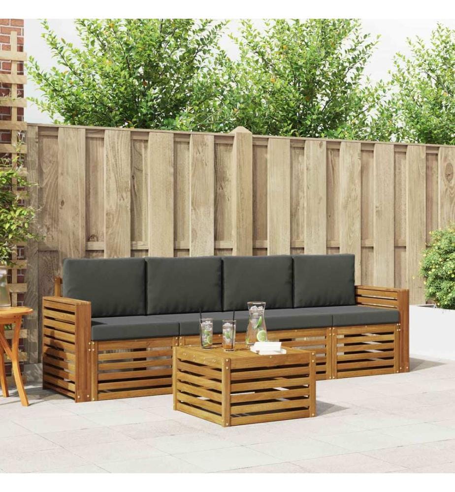 vidaXL Ensemble de canapés d'extérieur 5 pcs Naturel et Anthracite