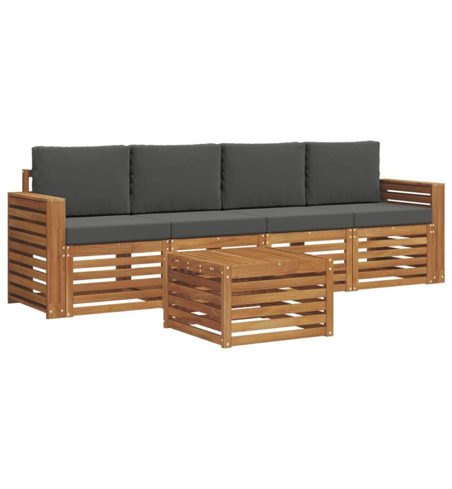 vidaXL Ensemble de canapés d'extérieur 5 pcs Naturel et Anthracite
