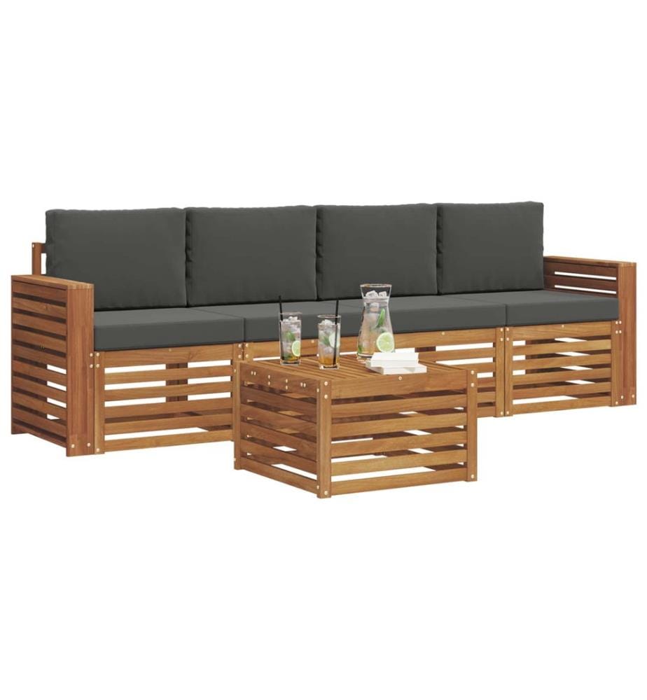 vidaXL Ensemble de canapés d'extérieur 5 pcs Naturel et Anthracite