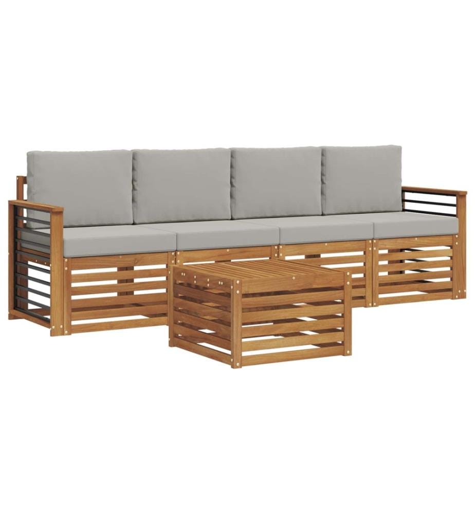 vidaXL Ensemble de canapés d'extérieur 5 pcs Gris Naturel et Clair