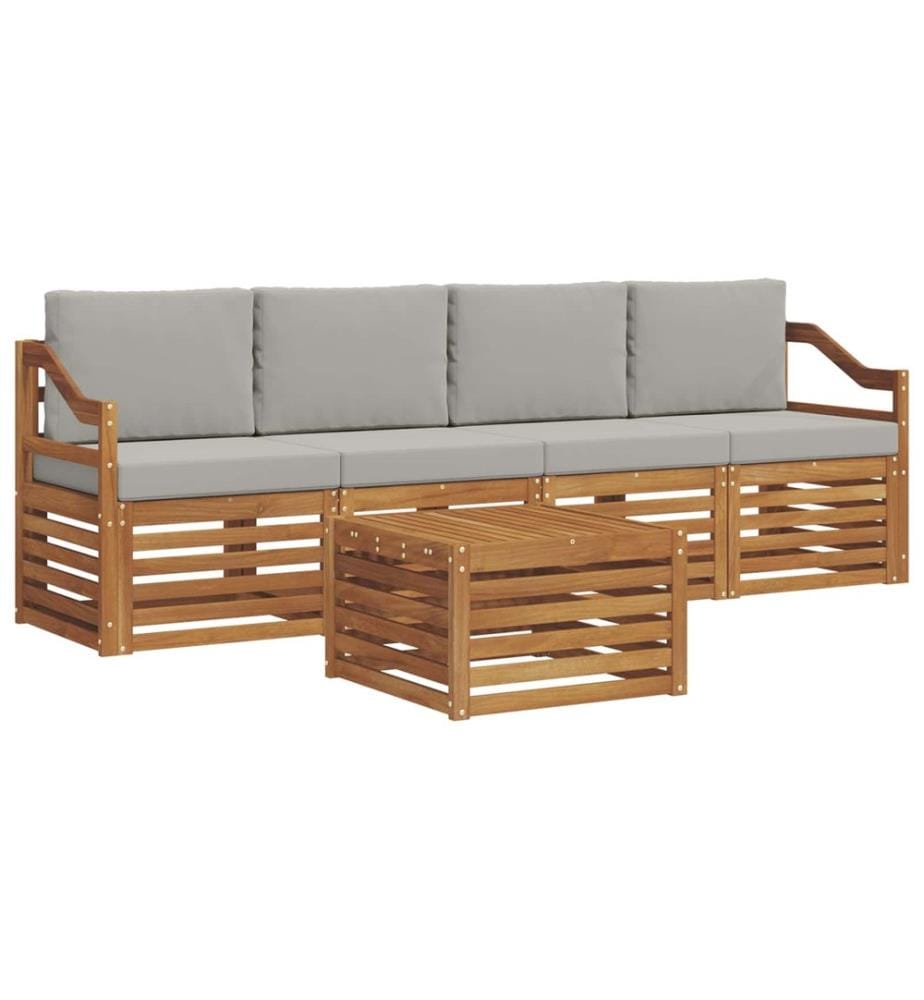 vidaXL Ensemble de canapés d'extérieur 5 pcs Gris Naturel et Clair