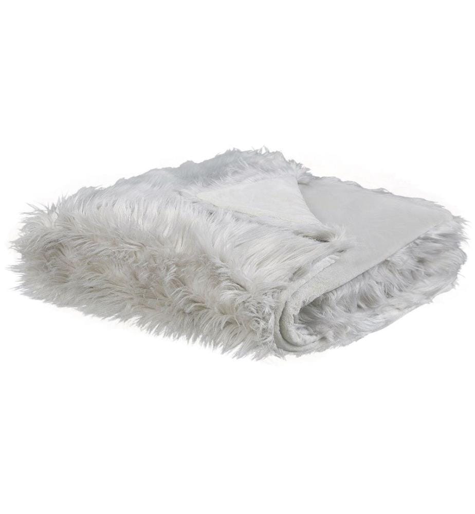 Couvre-Lit Gris Clair en Fausse Fourrure Chaud 200 x 220 cm pour l'Hiver et Tout Doux Parfait pour Décorer un Lit de Grande Taille