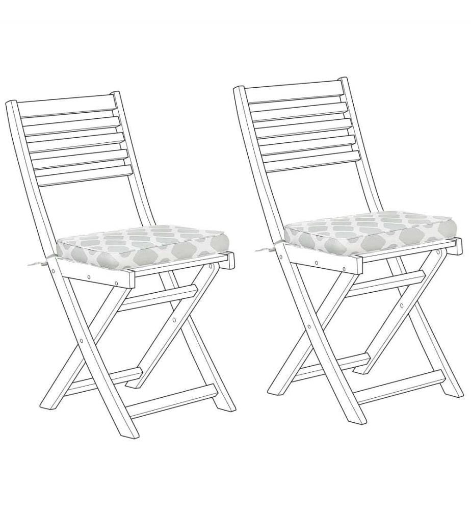 Lot de 2 Coussins d'Assise Confortables pour Chaise de Jardin en Tissu Hydrofuge Vert et Blanc à Motif Géométrique