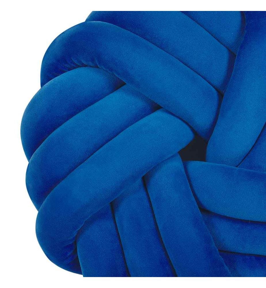 Coussin Décoratif Noeud Bleu Fait Main en Grosse Mailles de Laine XXL Polyester pour Décorer un Canapé ou un Lit