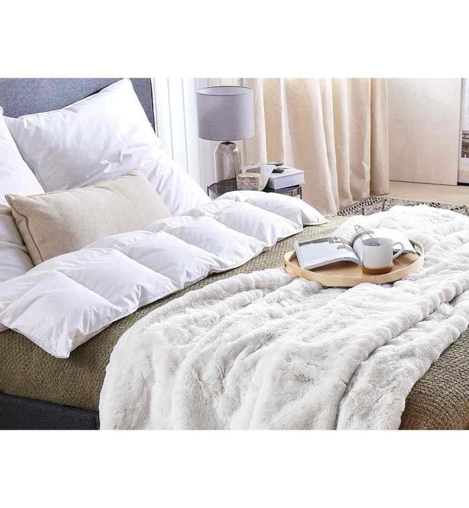 Kuscheldecke Weiss Polyester 150 x 200 cm Plüsch Decke Felloptik Schlafzimmer Wohnzimmer