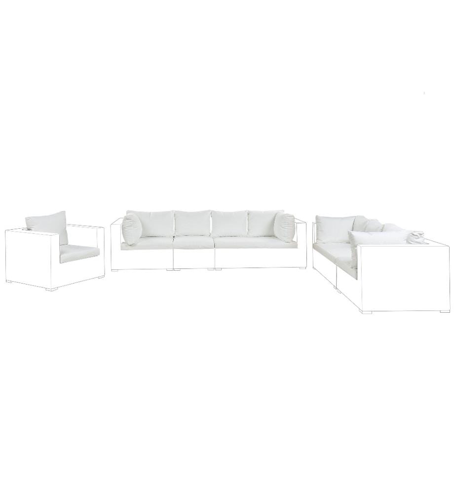 Jeu de Housses Complet en Tissu Blanc anti-UV Amovibles et Lavables en Machine pour Coussins de Salon de Jardin Moderne