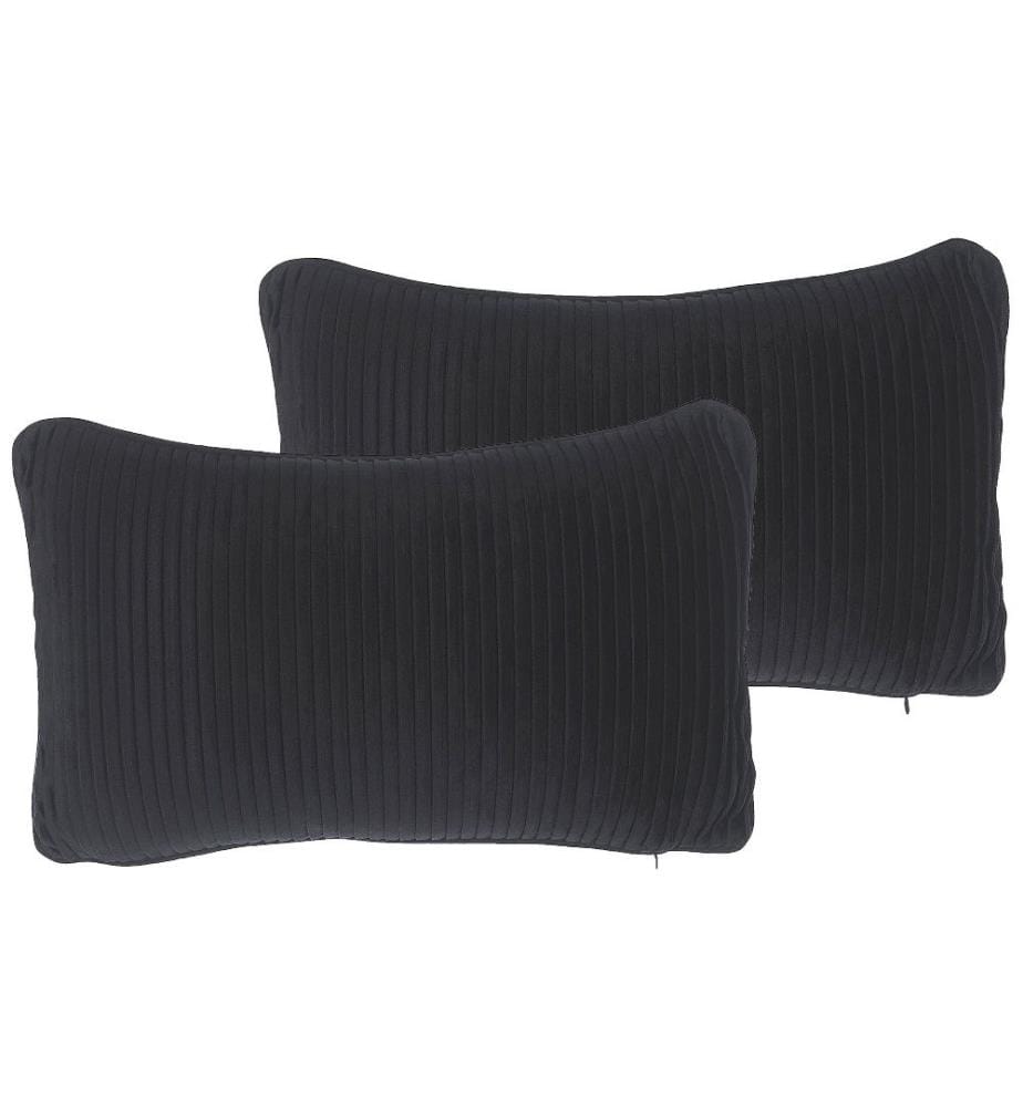 2 Coussins Décoratifs Rectangles en Tissu avec Motif à Rayure Noir Brillant de Style Glamour ou Classique Pour Lit ou Canapé