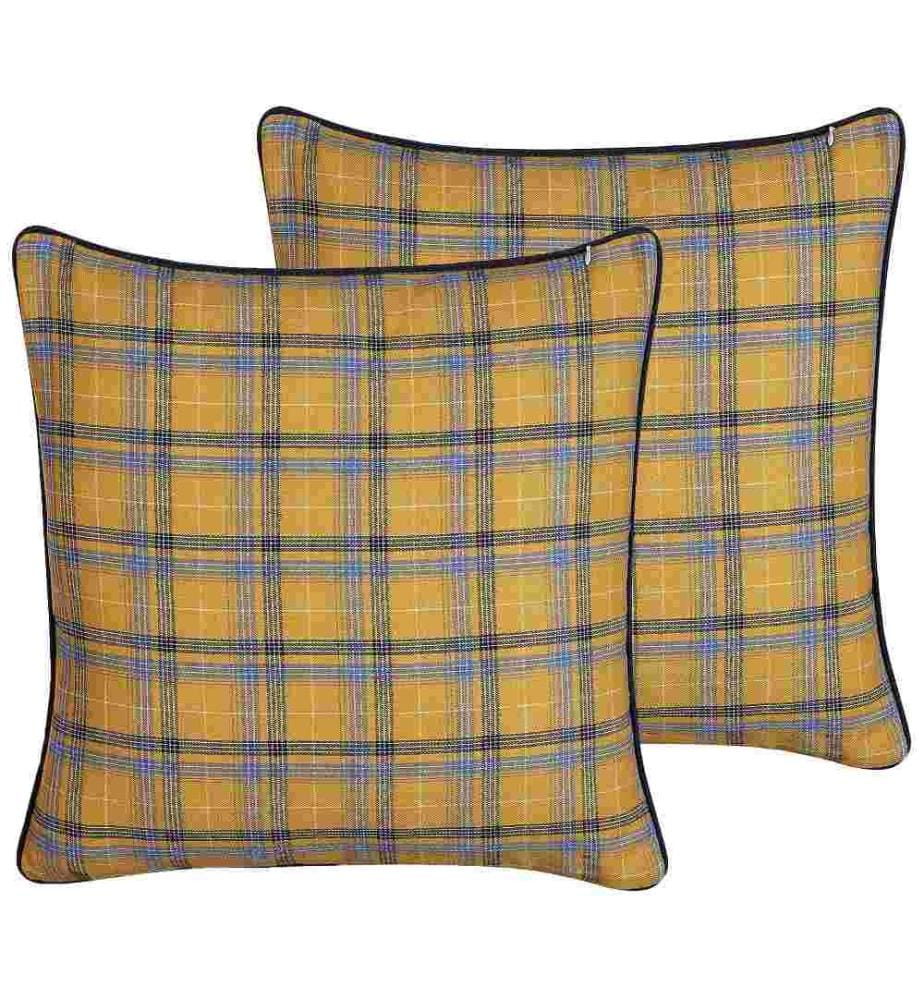 Dekokissen 2er Set Farbig Stoffbezug 45 x 45 cm quadratisch Schottenkaro-Muster Wohnzimmer Schlafzimmer Flur Diele Accessories Dekoration Deko