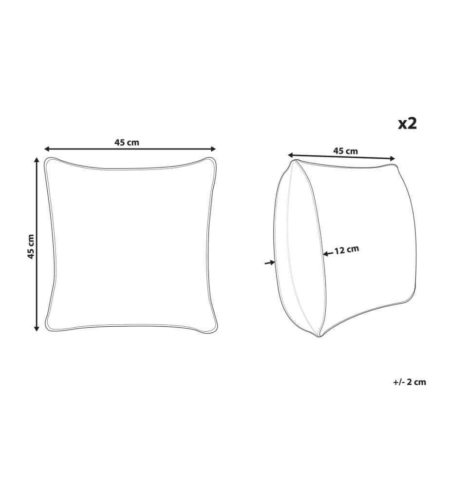 Dekokissen 2er Set Grau Polyester-Füllung abnehmbarer Bezug aus Samtstoff 45x45 cm geometrisches Muster Accessories Wohn- u. Schlafzimmer
