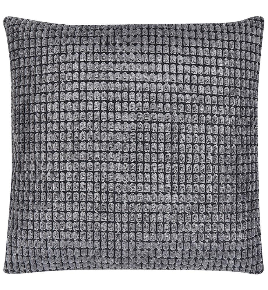 Dekokissen 2er Set Grau Polyester-Füllung abnehmbarer Bezug aus Samtstoff 45x45 cm geometrisches Muster Accessories Wohn- u. Schlafzimmer