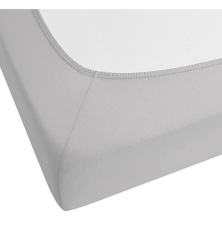 Drap-housse avec Bords Élastiques 90 x 200 cm en Coton Gris Clair Pour Chambre Style Moderne