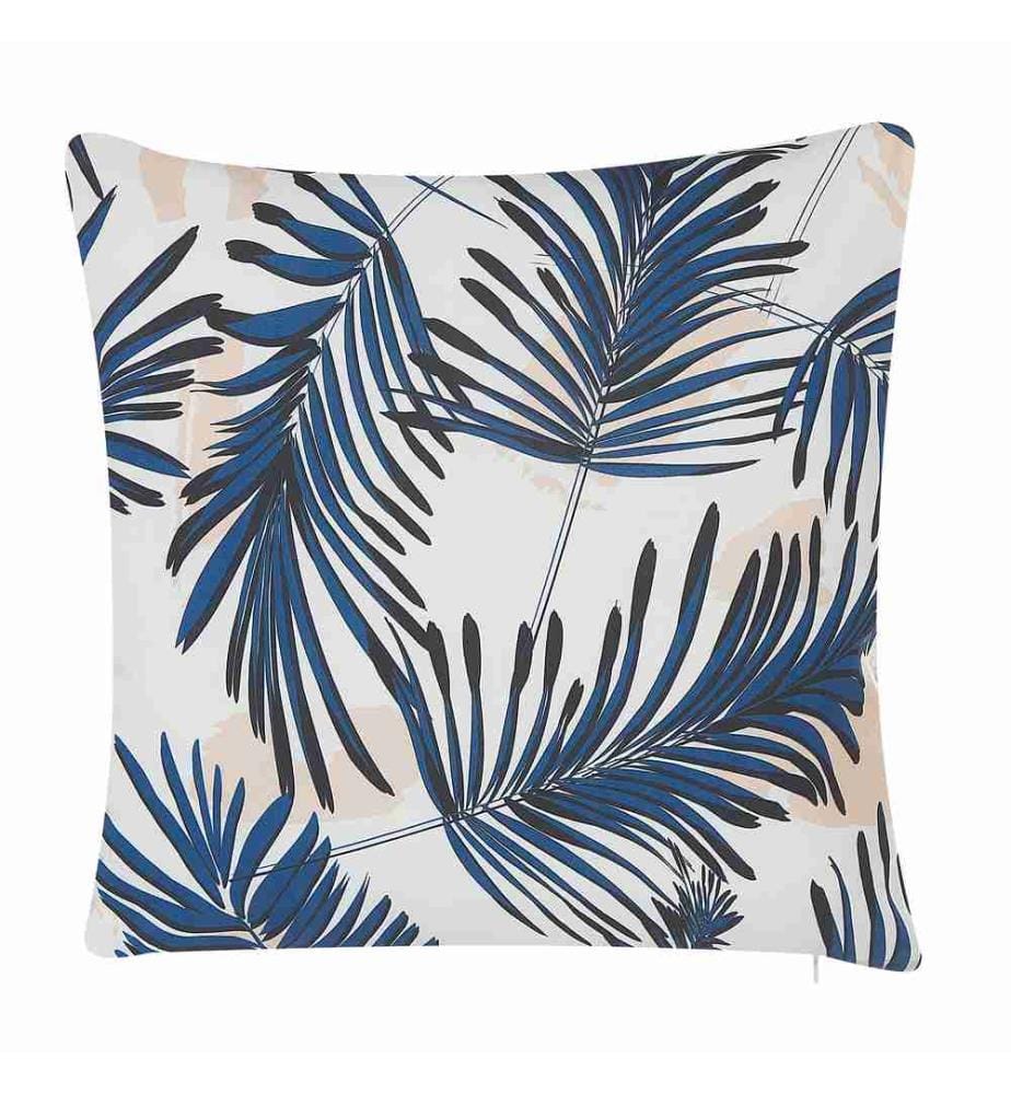 Coussins Décoratifs Bleu en Polyester 45 x 45 cm avec Impression de Feuilles Jardin Accessoire Maison Lot de 2