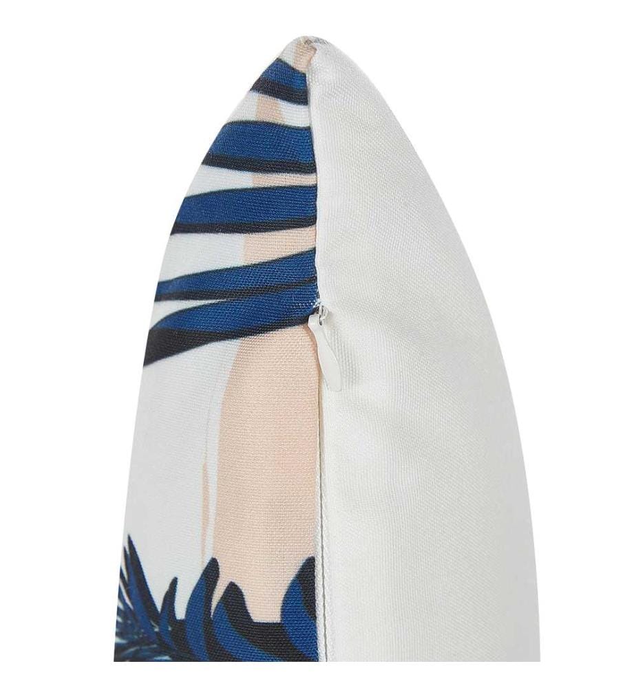 Coussins Décoratifs Bleu en Polyester 45 x 45 cm avec Impression de Feuilles Jardin Accessoire Maison Lot de 2
