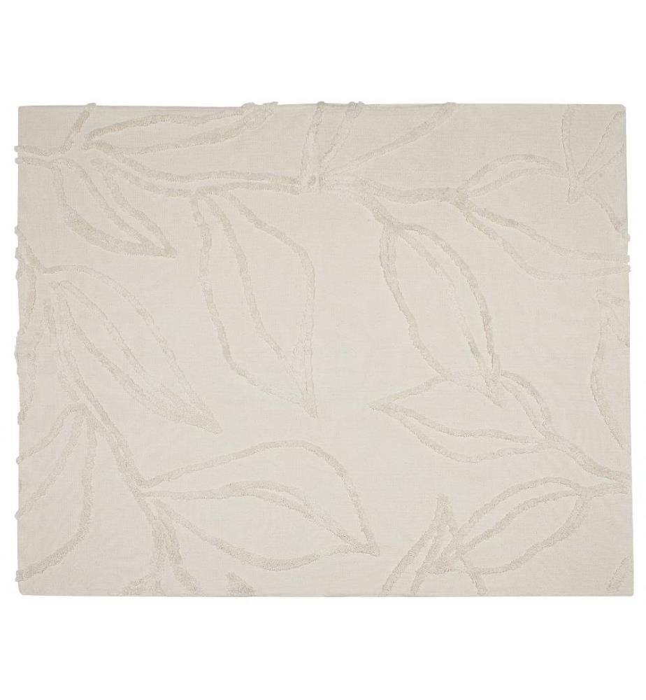 Plaid Beige Coton 125 x 150 cm Motif Floral Embossé Tricoté Style Boho Salon Chambre