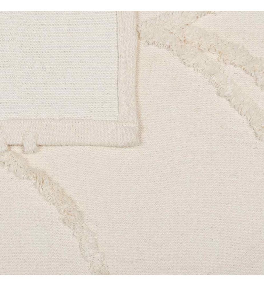 Plaid Beige Coton 125 x 150 cm Motif Floral Embossé Tricoté Style Boho Salon Chambre
