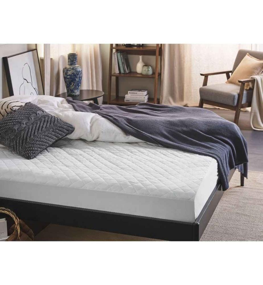 Protège-matelas Ajusté en Coton Japara Blanc 160 x 200 cm Matelassé Bordures Housse Protection