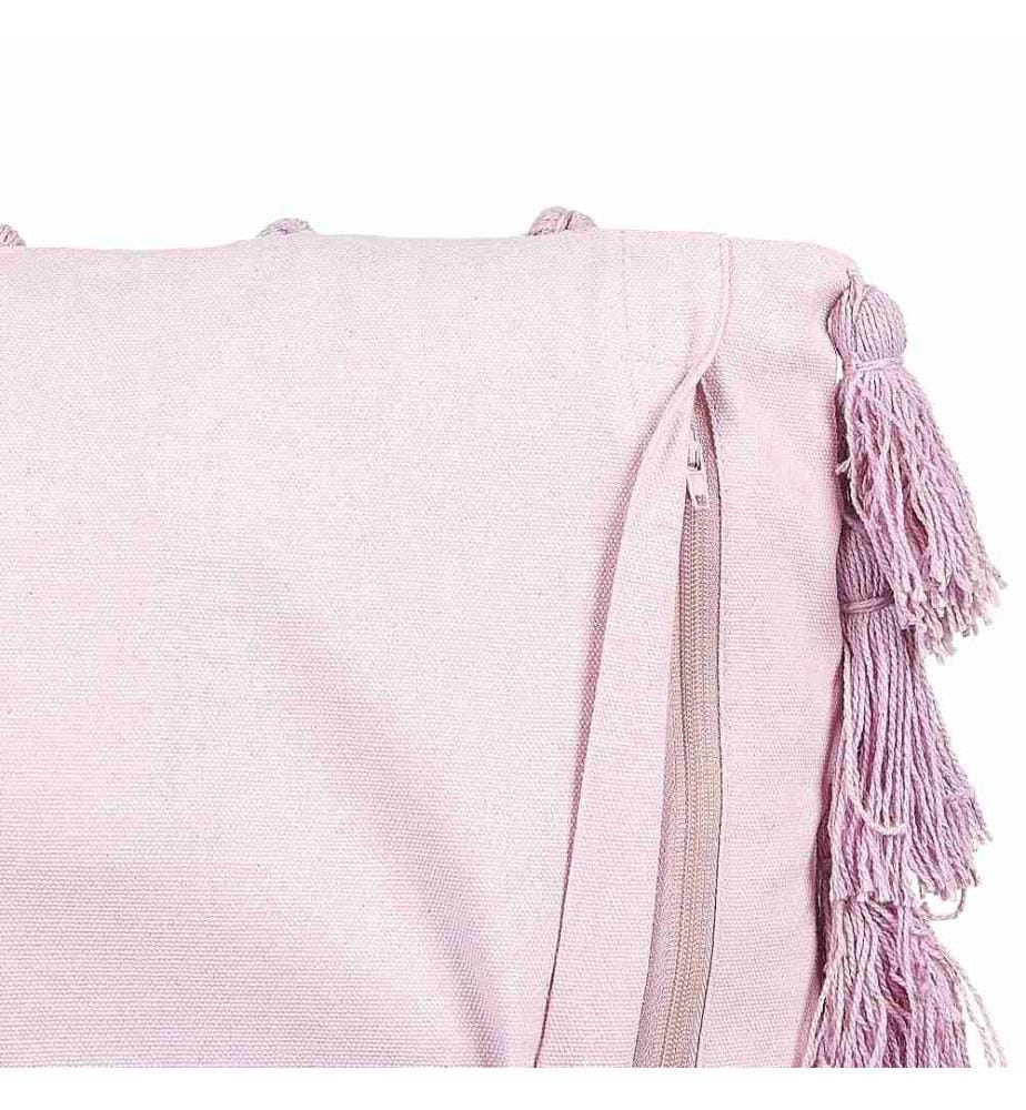 Dekokissen Rosa Baumwolle 45 x 45 cm Bezug mit Füllung Quasten Reissverschluss Einfarbig Modern Boho Wohnzimmer Schlafzimmer Deko für Bett Sofa