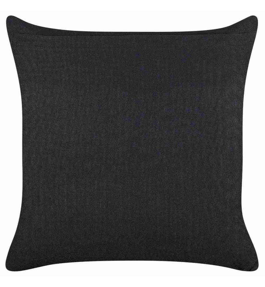 Dekokissen 2er Set Schwarz / Grün Samt und Baumwolle 45 x 45 cm Bezug mit Füllung Reissverschluss Blumenmuster Modern Wohnzimmer Schlafzimmer