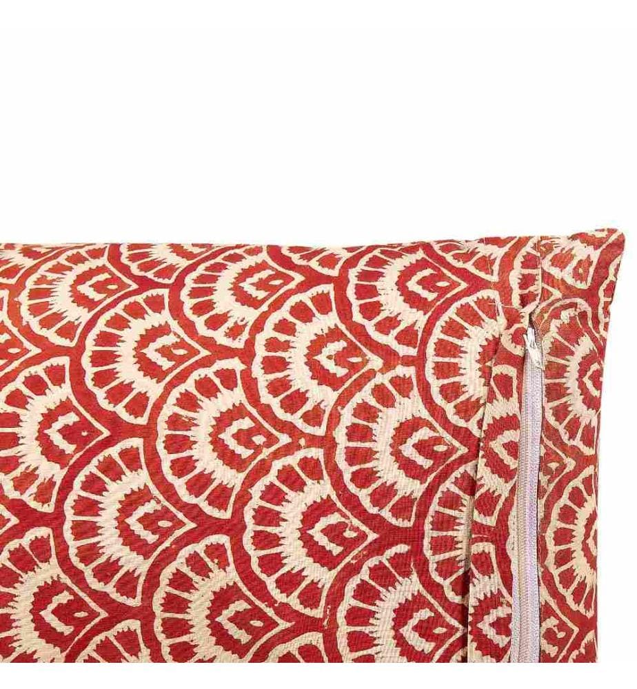 Set de 2 Coussins Rouge Crème Motif Géométrique en Coton 45 x 45 cm Design Rétro Accessoires de Décoration Salon Canapé