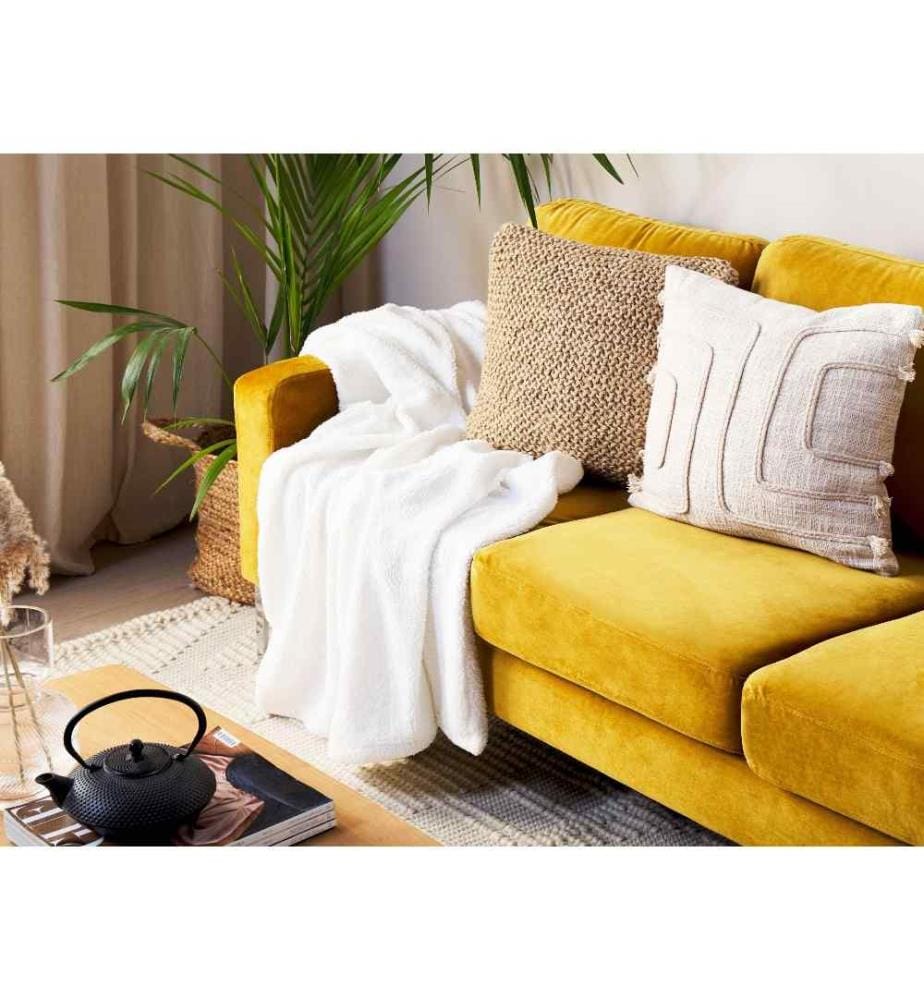 Kuscheldecke Weiss Polyester 125 x 150 cm Modern Schlafzimmer Wohnzimmer Accessoire Deko Überwurf Wohndecke