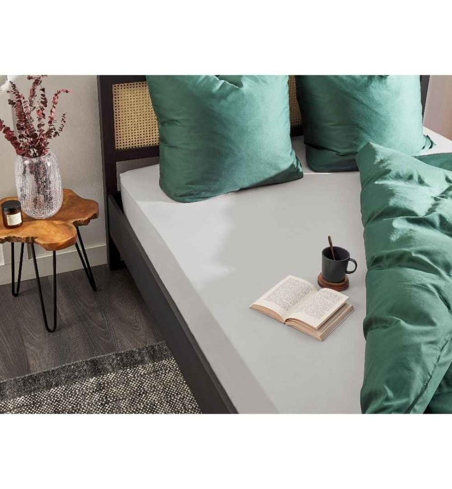 Drap-Housse en Coton Gris Clair 180 x 200 cm Bordure Élastique Style Classique pour Chambre à Coucher Tendance Moderne