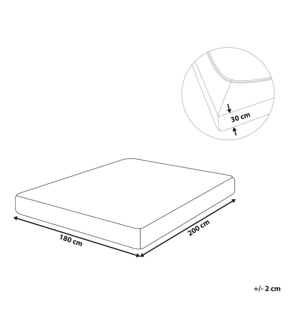 Spannbettlaken Dunkelgrau Baumwolle 180 x 200 cm mit Hohem Steg Gummizug Steghöhe 30 cm Modern für Matratze Schlafzimmer Ausstattung Zubehör