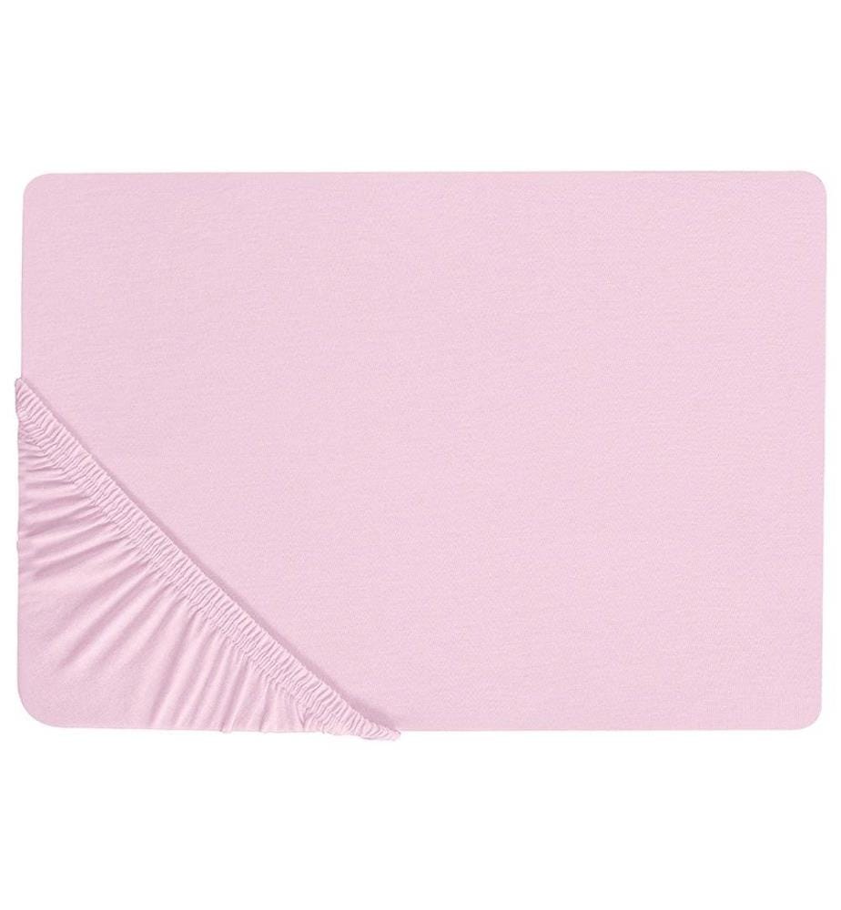 Spannbettlaken Rosa Baumwolle 140 x 200 cm mit Hohem Steg Gummizug Steghöhe 30 cm Modern für Matratze Schlafzimmer Ausstattung Zubehör