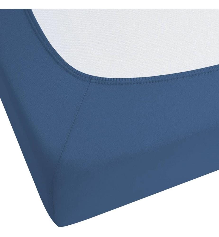 Drap-Housse en Coton Bleu Marine 90 x 200 cm Bordure Élastique Style Classique pour Chambre à Coucher Tendance Moderne