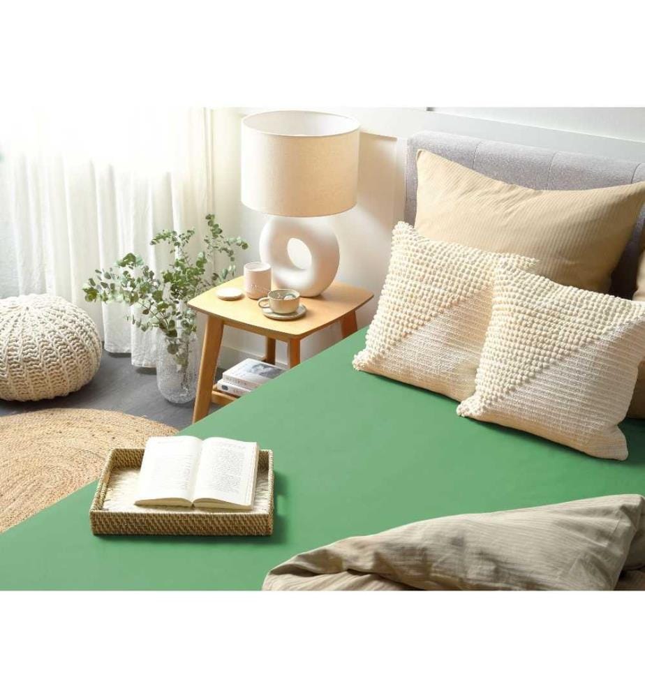 Drap-Housse en Coton Vert 180 x 200 cm Bordure Élastique Style Classique pour Chambre à Coucher Tendance Moderne