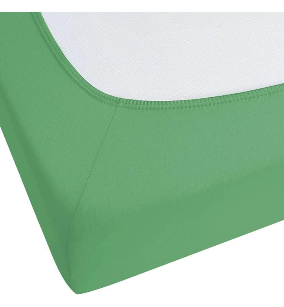 Drap-Housse en Coton Vert 180 x 200 cm Bordure Élastique Style Classique pour Chambre à Coucher Tendance Moderne