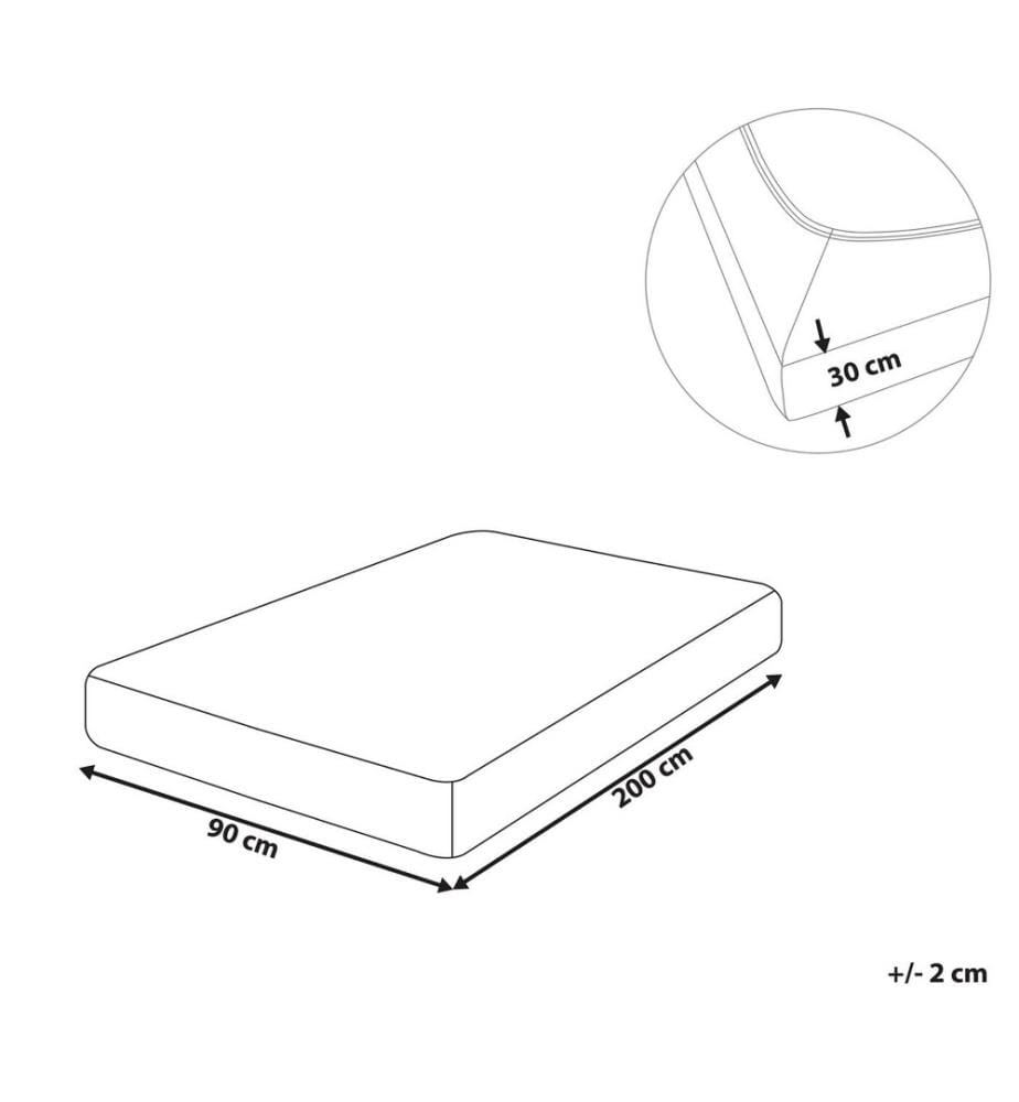Spannbettlaken Sandbeige Baumwolle 90 x 200 cm mit Hohem Steg Gummizug Steghöhe 30 cm Modern für Matratze Schlafzimmer Ausstattung Zubehör