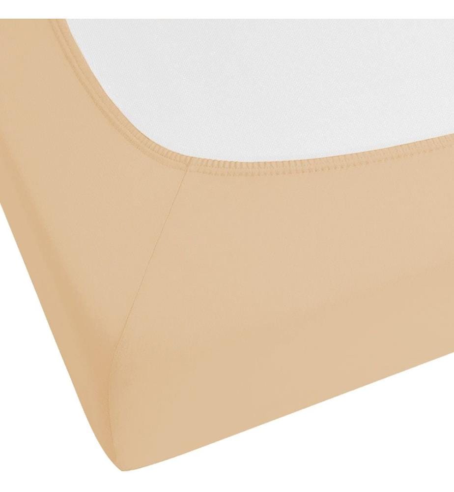 Spannbettlaken Sandbeige Baumwolle 90 x 200 cm mit Hohem Steg Gummizug Steghöhe 30 cm Modern für Matratze Schlafzimmer Ausstattung Zubehör