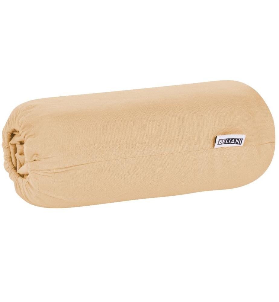 Spannbettlaken Sandbeige Baumwolle 90 x 200 cm mit Hohem Steg Gummizug Steghöhe 30 cm Modern für Matratze Schlafzimmer Ausstattung Zubehör