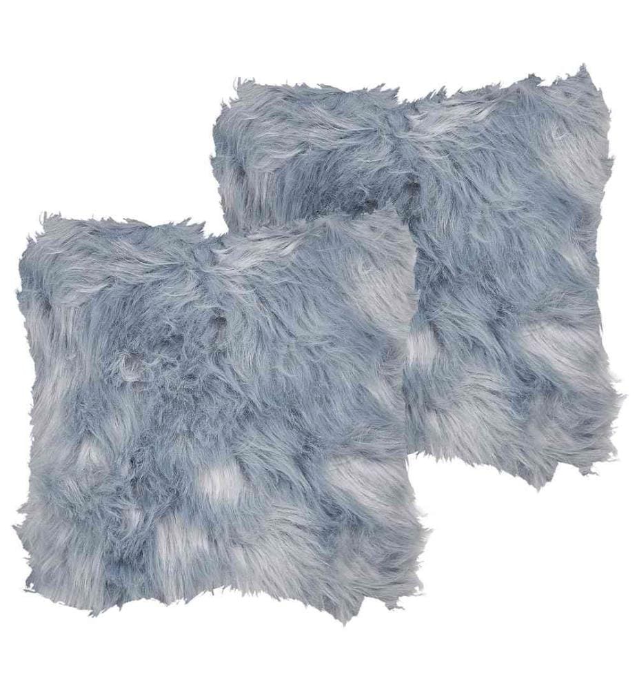 Coussins Décoratifs Bleus en Polyester 42 x 42 cm en Fausse Fourrure pour Chambre ou Salon au Style Glamour Scandinave et Féminin Lot de 2