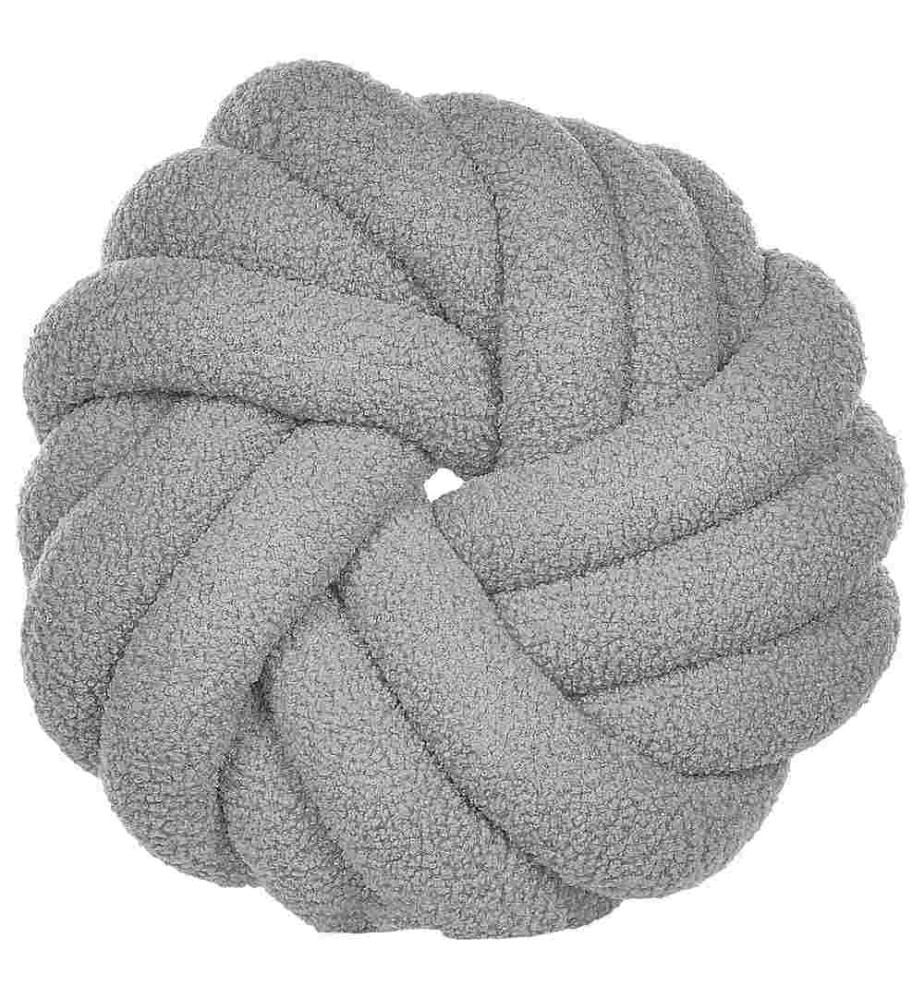 Graues Schleifenstoffkissen 31 x 11 cm in runder Form Dekorativ und funktional für Schlafzimmer oder Wohnzimmer Skandinavischer Boho-Stil
