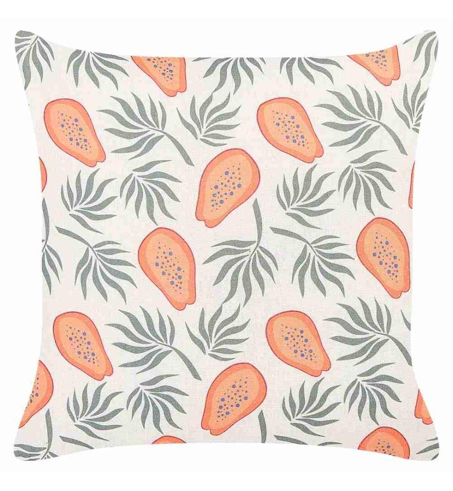 Coussins Décoratifs Vert et Orange 45 x 45 cm à Motif de Fruits et Feuilles Moelleux pour Intérieur Housse Amovible Lot de 2