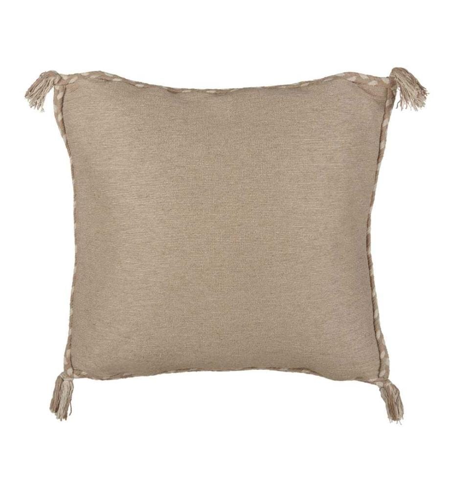 Lot de 2 coussins en jute avec rembourrage amovible et pompons décoratifs unis beiges 45 x 45 cm Accessoires décoratifs Boho
