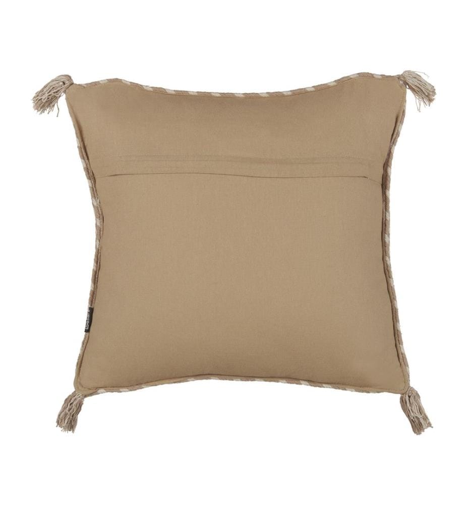 Lot de 2 coussins en jute avec rembourrage amovible et pompons décoratifs unis beiges 45 x 45 cm Accessoires décoratifs Boho