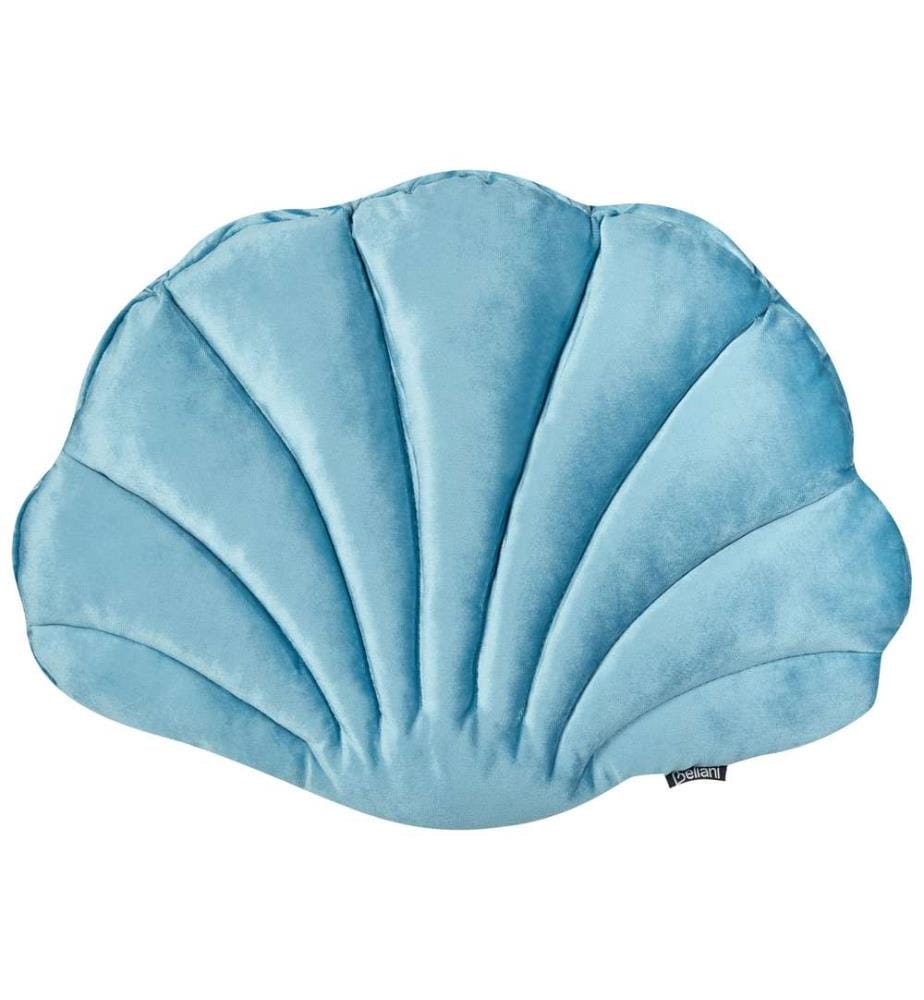 Coussin décoratif en velours en forme de coquillage bleu uni salon chambre à coucher