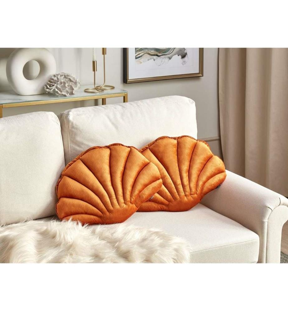 Lot de 2 coussins en velours à motif uni Canapé salon chambre à coucher Orange