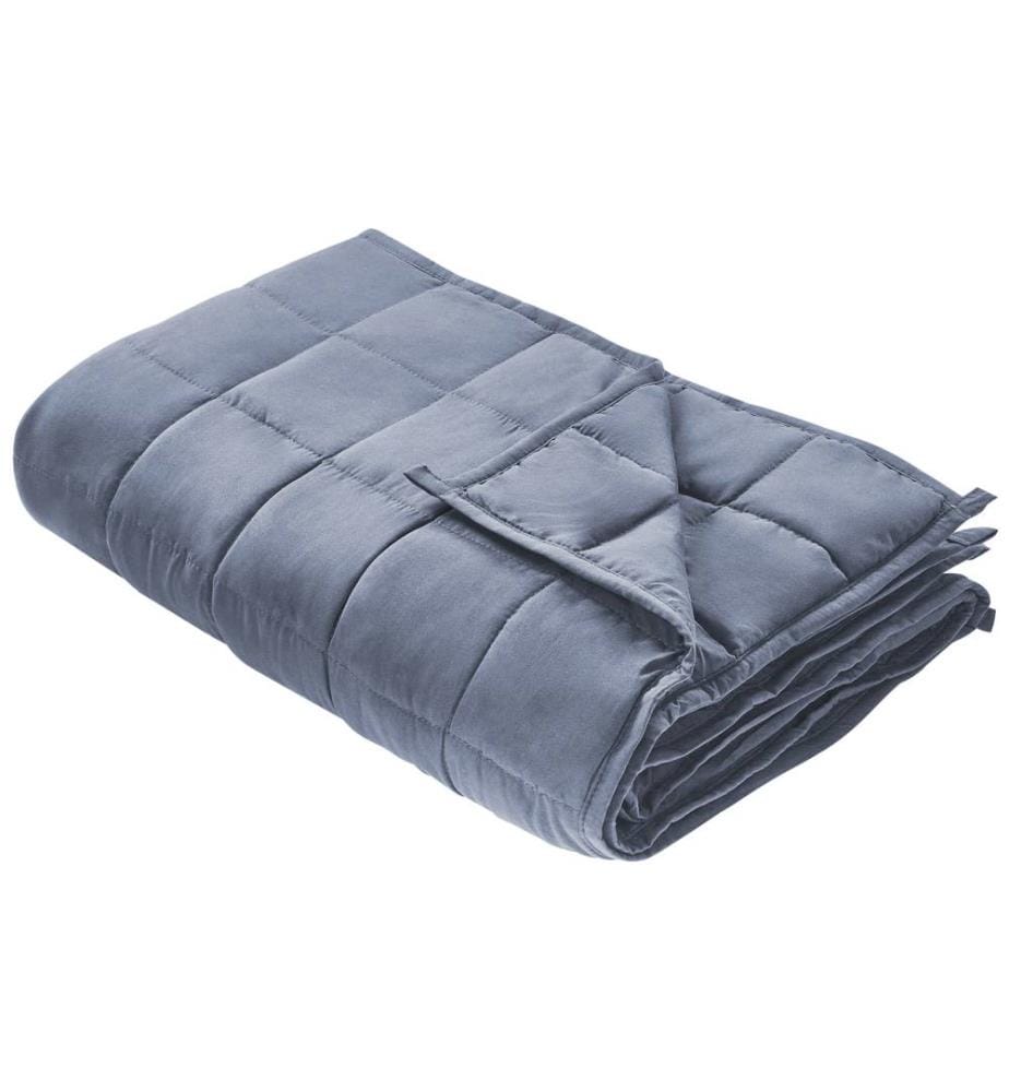 Couverture lestée Tissu polyester bleu Garniture en perles de verre Rectangulaire 150 x 200 cm 9 kg Matelassé