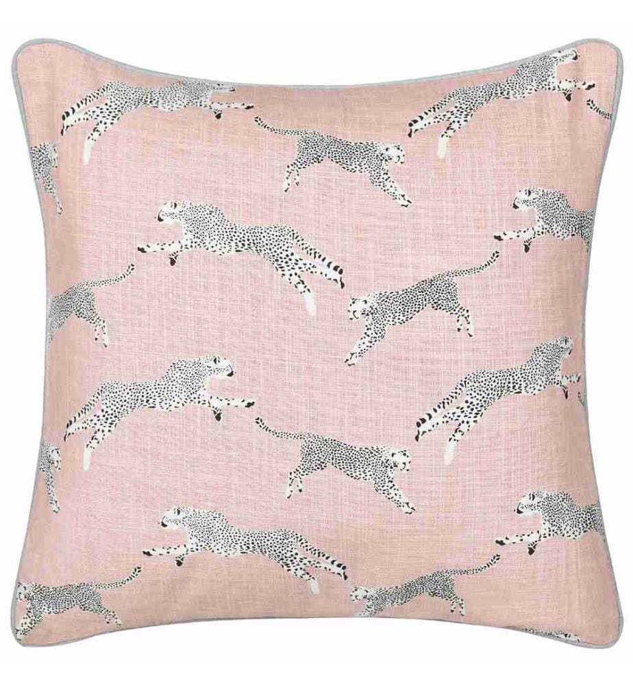 Lot de 2 Coussins Rose en Coton 45 x 45 cm Motif Imprimé Guépard Accessoire Textile Décoratif
