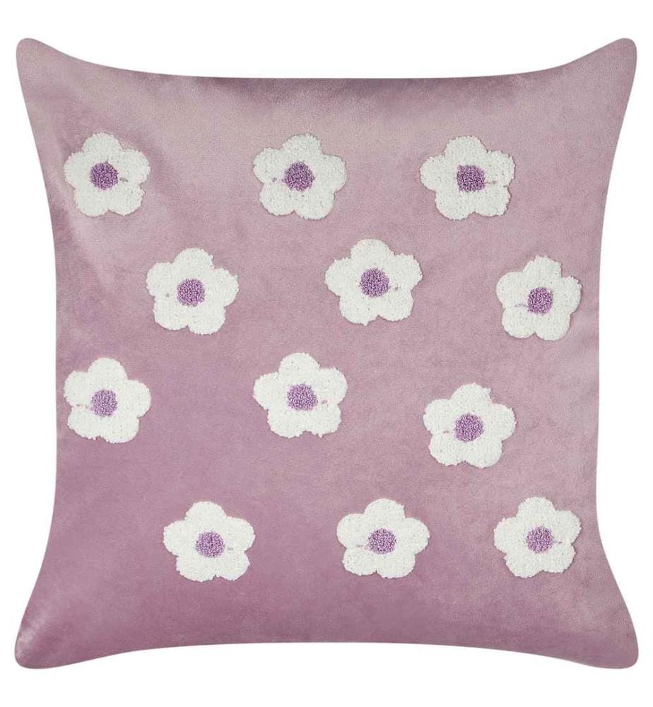 Lot de 2 Coussins Décoratifs en Coton Beige 45 x 45 cm à Motif de Coeurs Brodés Housse Amovible Rembourré Accessoire Intérieur Déco