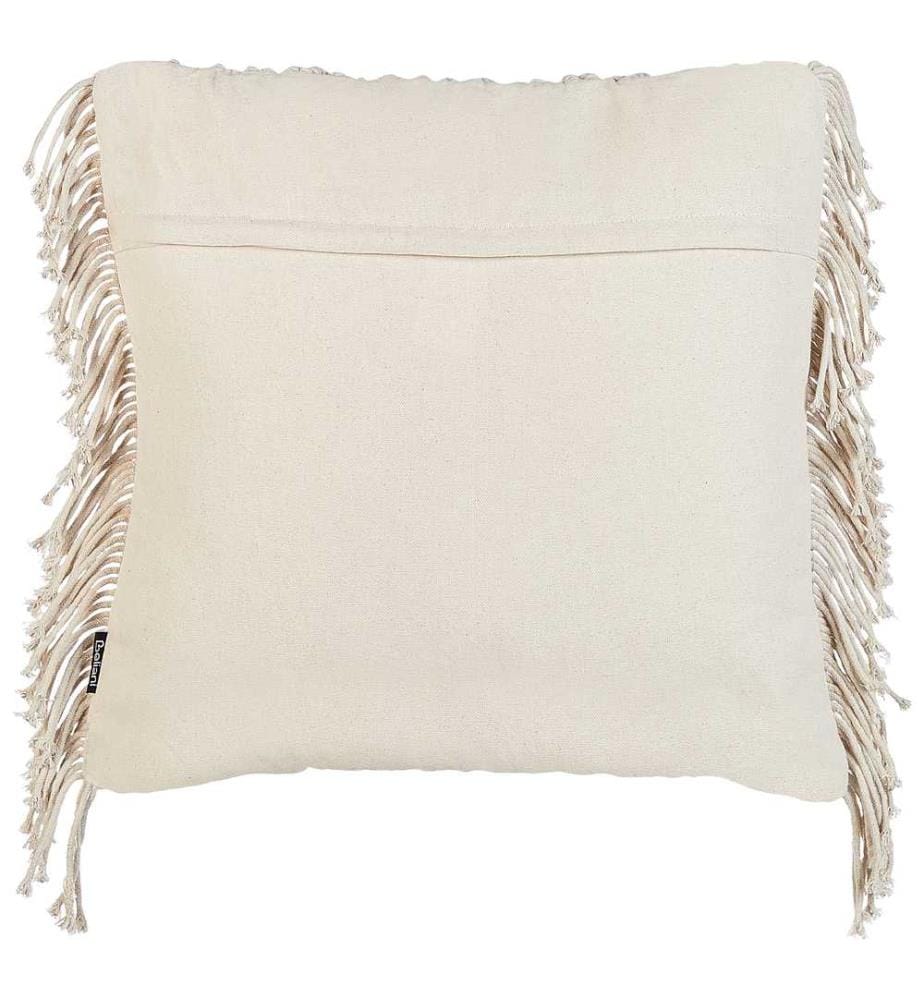 Set de 2 coussins décoratifs Beige en coton 45 x 45 cm design macramé avec franges style boho moderne pour salon chambre canapé fauteuil lit