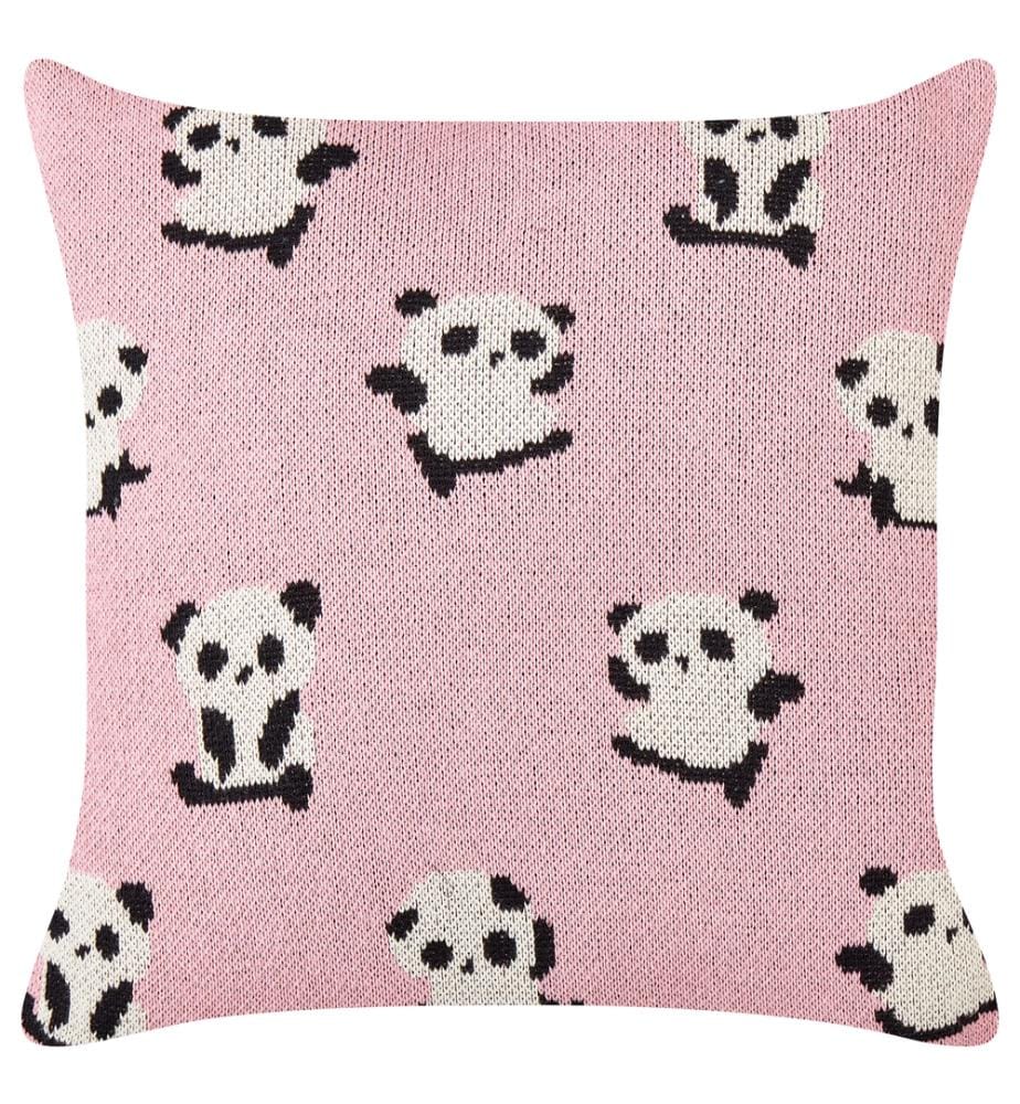 Dekokissen 2er-Set rosa Baumwollbezug 45 x 45 cm Pandamuster Kinderzimmer-Accessoire