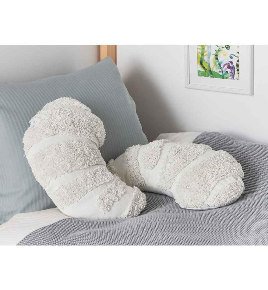 Set de 2 coussins décoratifs blancs en coton en forme de croissant 40 x 25 cm pour la chambre d'enfant Accessoires de décoration pour enfants