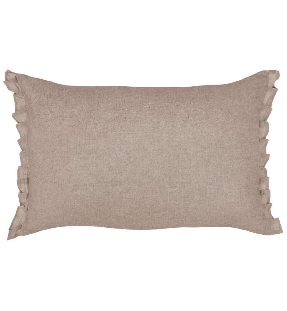 Lot de 2 Coussins Marron Clair en Lin 30 x 45 cm avec Franges et Noeuds Décoratifs